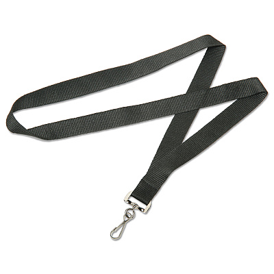 AbilityOne 8455016452729, SKILCRAFT Nylon Strap Lanyard, Metal J-Hook Fastener, 36" Long, Black, Dozen