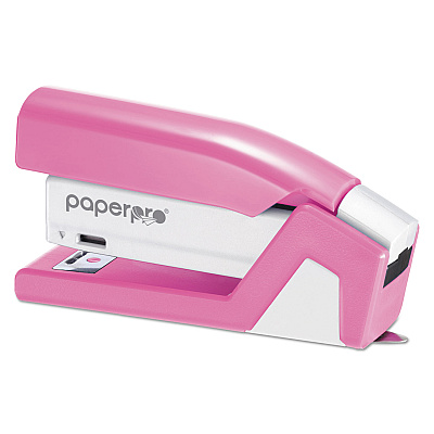 Bostitch InCourage Spring-Powered Compact Stapler with Antimicrobial Protection, 20-Sheet Capacity, Pink/Gray (ACI1588)