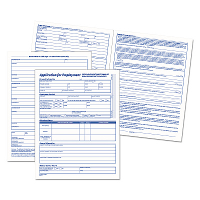 TOPS Comprehensive Employee Application Form, One-Part (No Copies), 17 x 11, 25 Forms Total (TOP3288)
