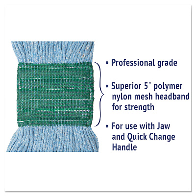 Boardwalk Super Loop Wet Mop Head, Cotton/Synthetic Fiber, 5" Headband, Medium Size, Blue, 12/Carton (BWK502BLCT)