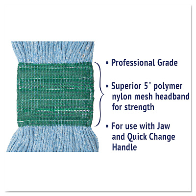 Boardwalk Super Loop Wet Mop Head, Cotton/Synthetic Fiber, 5" Headband, Medium Size, Blue (BWK502BLEA)