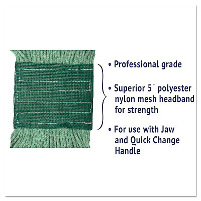 Boardwalk Super Loop Wet Mop Head, Cotton/Synthetic Fiber, 5" Headband, Medium Size, Green (BWK502GNEA)