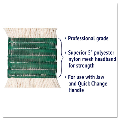 Boardwalk Super Loop Wet Mop Head, Cotton/Synthetic Fiber, 5" Headband, Medium Size, White, 12/Carton (BWK502WHCT)
