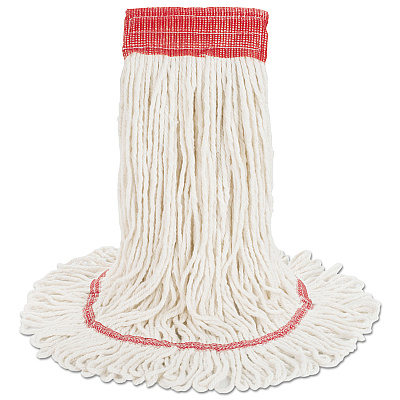 Boardwalk Super Loop Wet Mop Head, Cotton/Synthetic Fiber, 5" Headband, Large Size, White, 12/Carton (BWK503WHCT)
