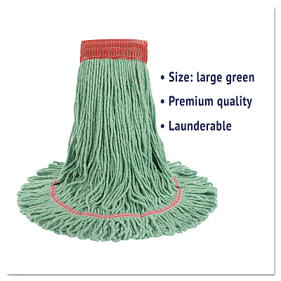 Boardwalk Super Loop Wet Mop Head, Cotton/Synthetic Fiber, 5" Headband, Large Size, Green (BWK503GNEA)