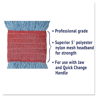 Boardwalk Super Loop Wet Mop Head, Cotton/Synthetic Fiber, 5" Headband, Large Size, Blue (BWK503BLEA)