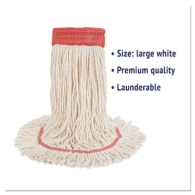 Boardwalk Super Loop Wet Mop Head, Cotton/Synthetic Fiber, 5" Headband, Large Size, White (BWK503WHEA)