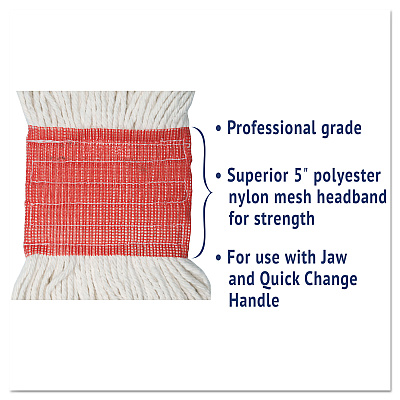 Boardwalk Super Loop Wet Mop Head, Cotton/Synthetic Fiber, 5" Headband, Large Size, White (BWK503WHEA)
