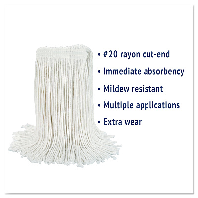 Boardwalk Cut-End Wet Mop Head, Rayon, No. 20, White (BWK2020REA)