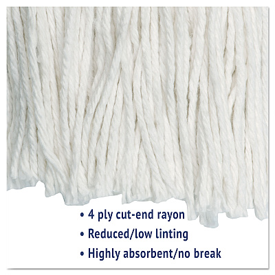 Boardwalk Cut-End Wet Mop Head, Rayon, No. 20, White (BWK2020REA)