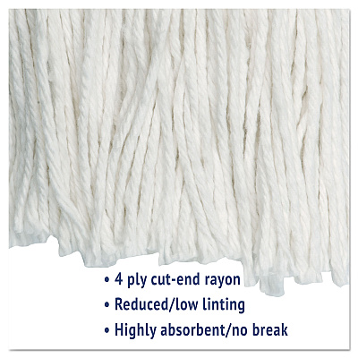 Boardwalk Cut-End Wet Mop Head, Rayon, No. 20, White, 12/Carton (BWK2020RCT)