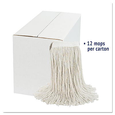 Boardwalk Cut-End Wet Mop Head, Cotton, White, #20, 12/Carton (BWK2020CCT)