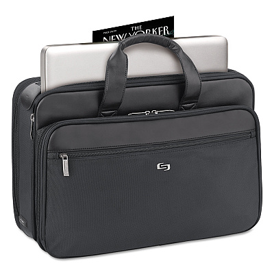 Solo Classic Smart Strap Briefcase, Fits Devices Up to 16", Ballistic Polyester, 17.5 x 5.5 x 12, Black (USLSGB3004)
