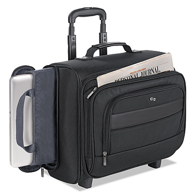 Solo Classic Rolling Overnighter Case, Fits Devices Up to 15.6", Ballistic Polyester, 16.14 x 6.69 x 13.78, Black (USLB644)