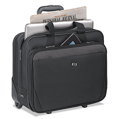 Solo Classic Rolling Case, Fits Devices Up to 17.3", Polyester, 16.75 x 7 x 14.38, Black (USLCLS9104)