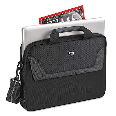 Solo Pro Slim Brief, Fits Devices Up to 14.1", Polyester, 14 x 1.5 x 10.5, Black (USLCLA1124)