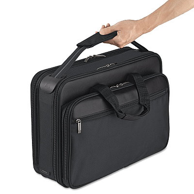 Solo Classic Smart Strap Briefcase, Fits Devices Up to 16", Ballistic Polyester, 17.5 x 5.5 x 12, Black (USLSGB3004)