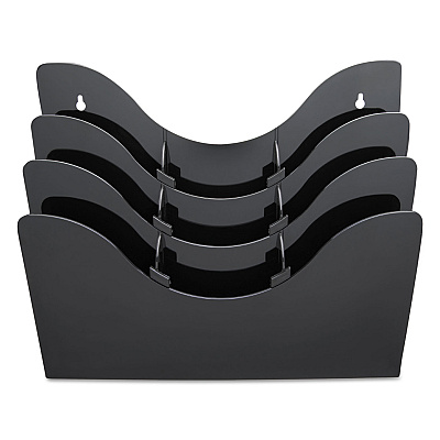 deflecto 3-Tier Document Organizer w/6 Removable Dividers, 13.38w x 3.5d x 11.5h, Black (DEF47634)
