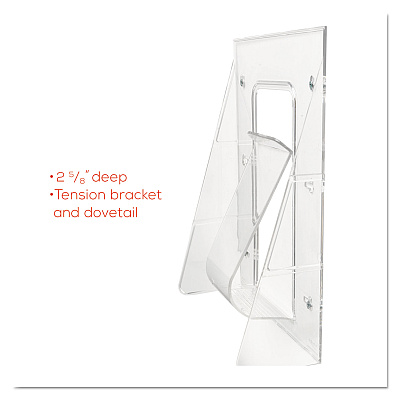 deflecto Stand-Tall Wall-Mount Literature Rack, Leaflet, 4.56w x 3.25d x 11.88h, Clear (DEF55601)