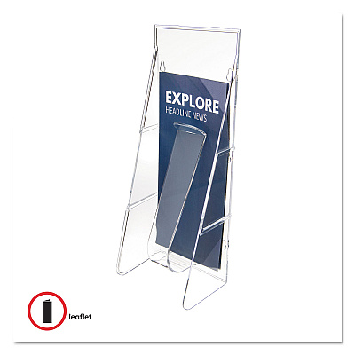 deflecto Stand-Tall Wall-Mount Literature Rack, Leaflet, 4.56w x 3.25d x 11.88h, Clear (DEF55601)