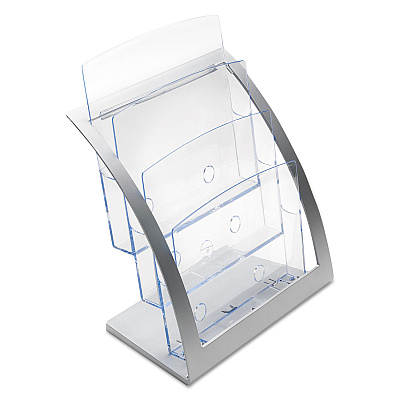 deflecto 3-Tier Literature Holder, Leaflet Size, 11.25w x 6.94d x 13.31h, Silver (DEF693745)