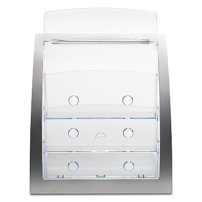 deflecto 3-Tier Literature Holder, Leaflet Size, 11.25w x 6.94d x 13.31h, Silver (DEF693745)