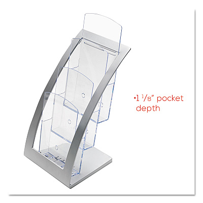 deflecto 3-Tier Literature Holder, Leaflet Size, 6.75w x 6.94d x 13.31h, Silver (DEF693645)