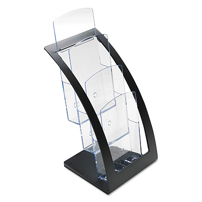 deflecto 3-Tier Literature Holder, Leaflet Size, 6.75w x 6.94d x 13.31h, Black (DEF693604)