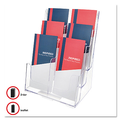 deflecto 6-Compartment DocuHolder, Leaflet Size, 9.63w x 6.25d x 12.63h, Clear (DEF77401)