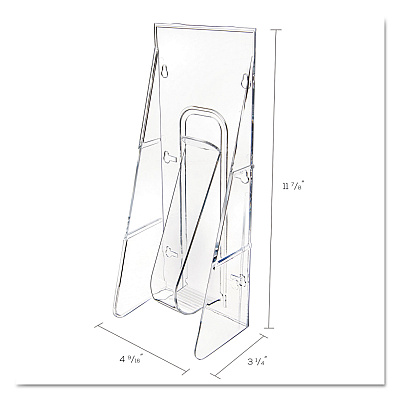 deflecto Stand-Tall Wall-Mount Literature Rack, Leaflet, 4.56w x 3.25d x 11.88h, Clear (DEF55601)