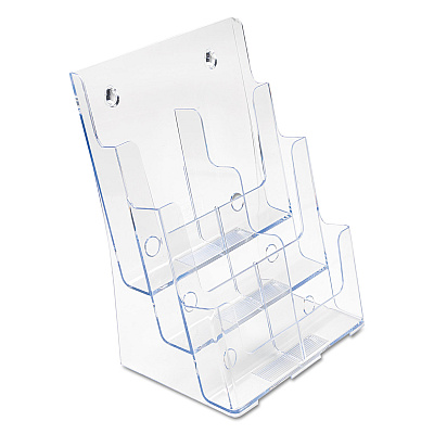 deflecto 6-Compartment DocuHolder, Leaflet Size, 9.63w x 6.25d x 12.63h, Clear (DEF77401)