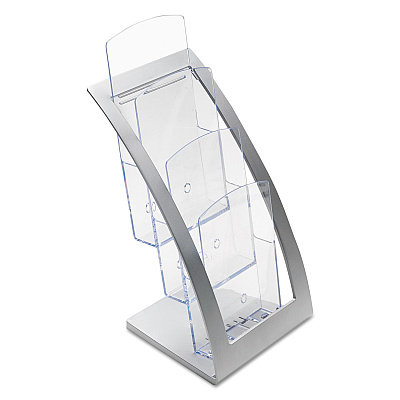 deflecto 3-Tier Literature Holder, Leaflet Size, 6.75w x 6.94d x 13.31h, Silver (DEF693645)