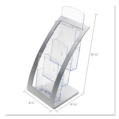 deflecto 3-Tier Literature Holder, Leaflet Size, 6.75w x 6.94d x 13.31h, Silver (DEF693645)
