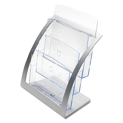 deflecto 3-Tier Literature Holder, Leaflet Size, 11.25w x 6.94d x 13.31h, Silver (DEF693745)