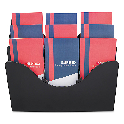 deflecto 3-Tier Document Organizer w/6 Removable Dividers, 13.38w x 3.5d x 11.5h, Black (DEF47634)