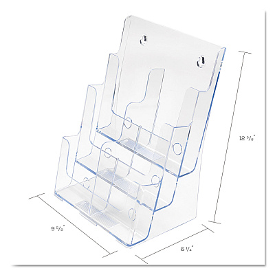 deflecto 6-Compartment DocuHolder, Leaflet Size, 9.63w x 6.25d x 12.63h, Clear (DEF77401)