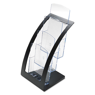deflecto 3-Tier Literature Holder, Leaflet Size, 6.75w x 6.94d x 13.31h, Black (DEF693604)