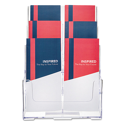 deflecto 6-Compartment DocuHolder, Leaflet Size, 9.63w x 6.25d x 12.63h, Clear (DEF77401)