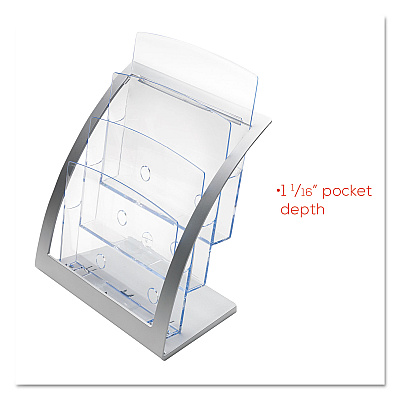 deflecto 3-Tier Literature Holder, Leaflet Size, 11.25w x 6.94d x 13.31h, Silver (DEF693745)