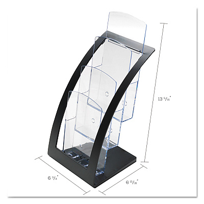deflecto 3-Tier Literature Holder, Leaflet Size, 6.75w x 6.94d x 13.31h, Black (DEF693604)