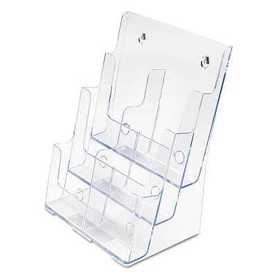 deflecto 6-Compartment DocuHolder, Leaflet Size, 9.63w x 6.25d x 12.63h, Clear (DEF77401)