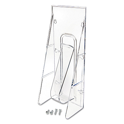 deflecto Stand-Tall Wall-Mount Literature Rack, Leaflet, 4.56w x 3.25d x 11.88h, Clear (DEF55601)