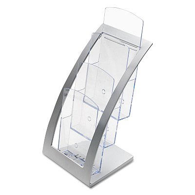 deflecto 3-Tier Literature Holder, Leaflet Size, 6.75w x 6.94d x 13.31h, Silver (DEF693645)