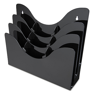 deflecto 3-Tier Document Organizer w/6 Removable Dividers, 13.38w x 3.5d x 11.5h, Black (DEF47634)