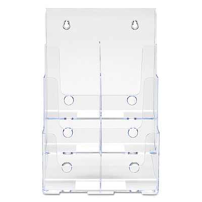 deflecto 6-Compartment DocuHolder, Leaflet Size, 9.63w x 6.25d x 12.63h, Clear (DEF77401)