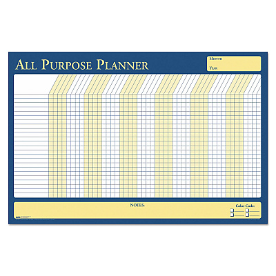 House of Doolittle 100% Recycled All-Purpose/Vacation Planner, 36 x 24, White/Blue/Yellow Surface (HOD639)
