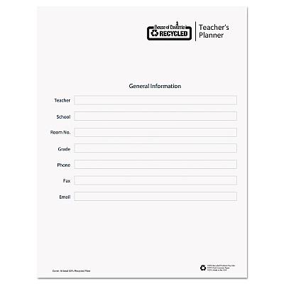 House of Doolittle Recycled Teacher's Planner, Weekly, Two-Page Spread (Seven Classes), 11 x 8.5, Blue Cover (HOD50907)
