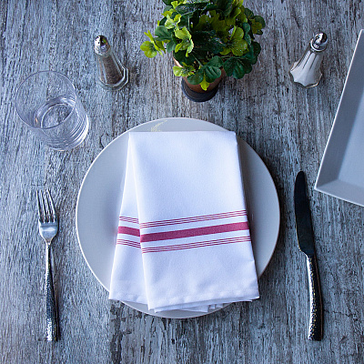 Mariposa Bistro Napkin 18x22 Red Stripe, Pack Of 12 (PNP-BISTRO-R)