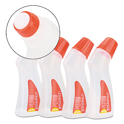 Universal Envelope Moistener with Adhesive, 2.2 oz Bottle, Clear, 4/Pack (UNV46065VP)