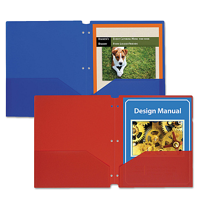 C-Line Two-Pocket Heavyweight Poly Portfolio Folder, 3-Hole Punch, 11 x 8.5, Blue, 25/Box (CLI32935)